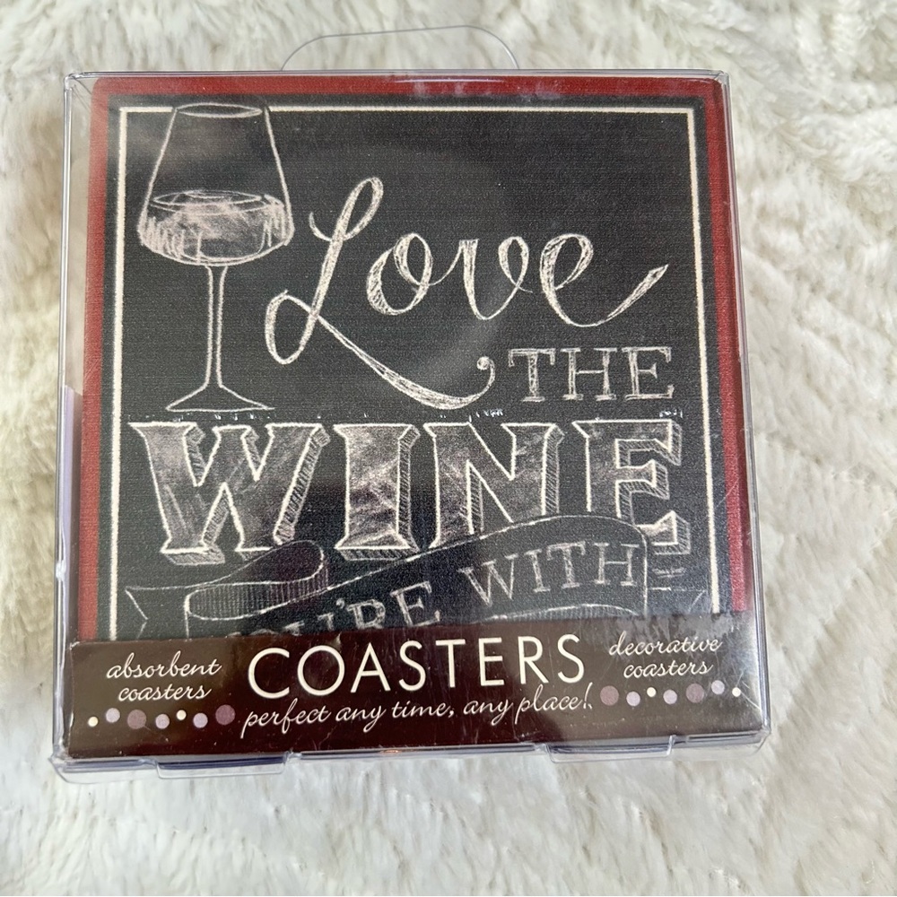 NEW Coasters - Set of Four “Love The Wine You’re With”